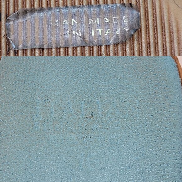 Vtg Vegan Handmade Italian Wedge Sandals Sz 10 Aqua Knotted Open Toe Resort - Picture 3 of 11